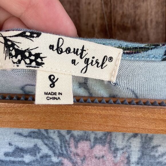 About A Girl Blue Floral Faux Wrap Side Tie High-low Maxi Dress - Picture 8 of 11